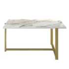 Decorotika Merideths Metal Coffee Table For Living Room Table Large Storage Space Accent Table - White Marble Effect And Gold