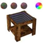 vidaXL Coffee Table with LED Smoked Oak 53x53x45 cm Engineered Wood