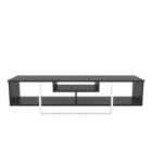 Decorotika Asal 150 Cm Wide Modern Tv Unit For Tvs Up To 63" - Black Marble Effect And White