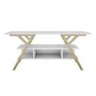 Decorotika Minerva Decorative Tv Unit Tv Stand Tv Stand Storage With Open Shelves - Gold And White