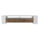 Decorotika SosrUKo Tv Stand Tv Cabinet Tv Unit With Drop Down Cabinets And Side Shelves - White And Walnut