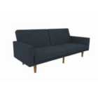 Paxson Clic Clac Sofa Bed With Wooden Feet Linen Navy Blue
