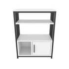 Decorotika Letos Bookcase Bookshelf Shelving Unit With Three Shelves And One Cabinet - White And Black
