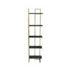 Decorotika Alice 5-tier Corner Bookcase Bookshelf Shelving Unit - Gold And Black Marble Effect