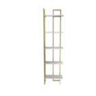 Decorotika Alice 5-tier Corner Bookcase Bookshelf Shelving Unit - Gold And White Marble Effect