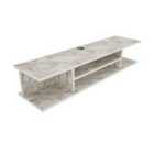 Decorotika Pivot 120 Cm Floating Tv Unit Wall Mounted Tv Stand Storage With Open Shelves - White Marble Effect