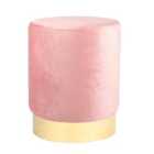 Harbour Housewares Round Velvet Pouffe - 29 x 36cm - Pink