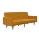 Paxson Clic Clac Sofa Bed With Wooden Feet Linen Mustard