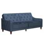 Ng Vintage Tufted Futon Blue Velvet