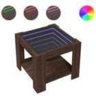 vidaXL Coffee Table with LED Brown Oak 53x53x45 cm Engineered Wood