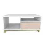 Decorotika - Utopie Modern Coffee Table With Cabinet - White And Beige