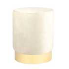 Harbour Housewares Round Velvet Footstool - H36 x D29cm - Cream