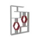 Decorotika Tamara Geometric Unique Bookcase Bookshelf Shelving Unit - White And Red