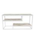 Decorotika Lorin 120 Cm Minimalist Media Tv Unit Tv Stand Tv Cabinet For Tvs Up To 55" - White Marble Effect And White