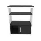 Decorotika Letos Bookcase Bookshelf Shelving Unit With Three Shelves And One Cabinet - Anthracite And White