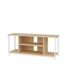 Decorotika Rinaldo 120 Cm Wide Tv Stand Tv Console Tv Unit With Open Shelves Metal Frame - White And Oak