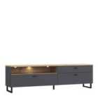 Furniture To Go Klara Tv Unit With 1 Drawer 2 Flip Doors In Grey And Oak Inc LED Lighting