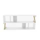 Decorotika Termas 140 Cm Tv Unit Tv Stand Tv Console Tv Cabinet With Open Shelves - White And Gold