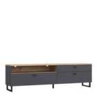 Furniture To Go Klara Tv Unit With 1 Drawer 2 Flip Doors In Grey And Oak