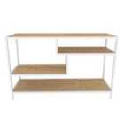 Decorotika Robins 120 Cm Industrial Tv Unit Tv Stand With Open Shelves Metal- White And Oak