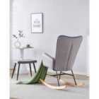 Kosy Koala Velvet Lounge Rocker Chair With Foot Stool Grey Recliner Sofa Living Room Furniture