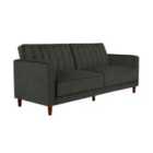 Pin Tufted Transitional Sofa Bed Grey Velvet