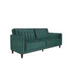 Pin Tufted Transitional Sofa Bed Green Velvet