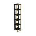 Decorotika Polka 5-tier Bookshelf Multifunctional Shelving Unit - Black And Black Marble Effect And Gold
