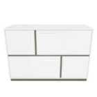 Decorotika Mares Sideboard Floor Standing 4 Cabinets Storage For Living Room And Bedroom - White And Galaxy Coffee