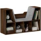 Homcom Cube Bookshelf Organizer With Reading Seat, Six Cubes, Chestnut