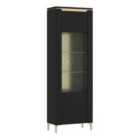 Furniture To Go Genoa Vitrin 1 Door In Black Matt/Gold