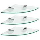 Harbour Housewares Floating Glass Corner Shelves - 30Cm - Pack Of 3