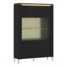 Furniture To Go Genoa Vitrin 2 Door In Black Matt/Gold