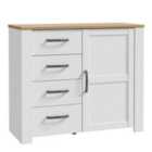 Furniture To Go Bohol 1 Door 4 Drawer Chest In Riviera Oak/White