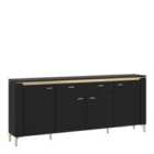 Furniture To Go Genoa Sideboard 4 Door 2 Drawer In Black Matt/Gold