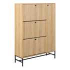 Furniture To Go Albany Shoe Cabinet 3 Flip Down Doors 1 Pull Open Door In Oak/Black Legs