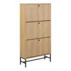 Furniture To Go Albany Shoe Cabinet 3 Flip Down Doors In Oak/Black Legs