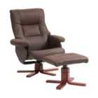 Homcom 135? Reclining Armchair With Footstool For Living Room, Dark Brown