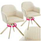Tectake Lona Armchair Cream And Gold Set Of 2