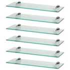 Harbour Housewares Floating Glass Wall Shelves - 60Cm - Pack Of 6