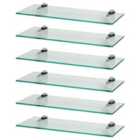 Harbour Housewares Floating Glass Wall Shelves - 50Cm - Pack Of 6