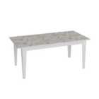 Decorotika - Polka Marble Effect Modern Dining Table For Living Room And Kitchen - White Marble Effect And White