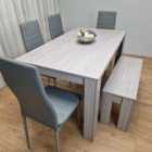 Modern Grey Dining Table Set With 4 Grey Chairs And 1 Bench Dining Room Furniture