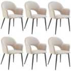 Tectake Sachel Dining Chair Cream Set Of 6