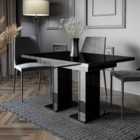 Impact Furniture Compact Dining Table Extendable 120-160cm Black Gloss Extending Top Pillar Pedestal Leg 6-8 Seater - Gia Pro