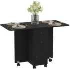 HOMCOM Folding Dining Table, Drop Leaf Table With Drawers Distressed Black