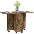 HOMCOM Folding Dining Table, Drop Leaf Table With Drawers Rustic Brown