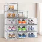 Neo 12 Pcs Large Stackable Shoe Storage Box Boxes Transparent Clear - Grey