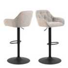 Furniture To Go Brooke Swivel Bar Stool With Height Adjustable Function In Monza Beige Set Of 2