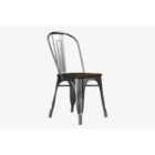 Fusion Metal Dining Chair - Wood Seat (2Pk) Gun Metal